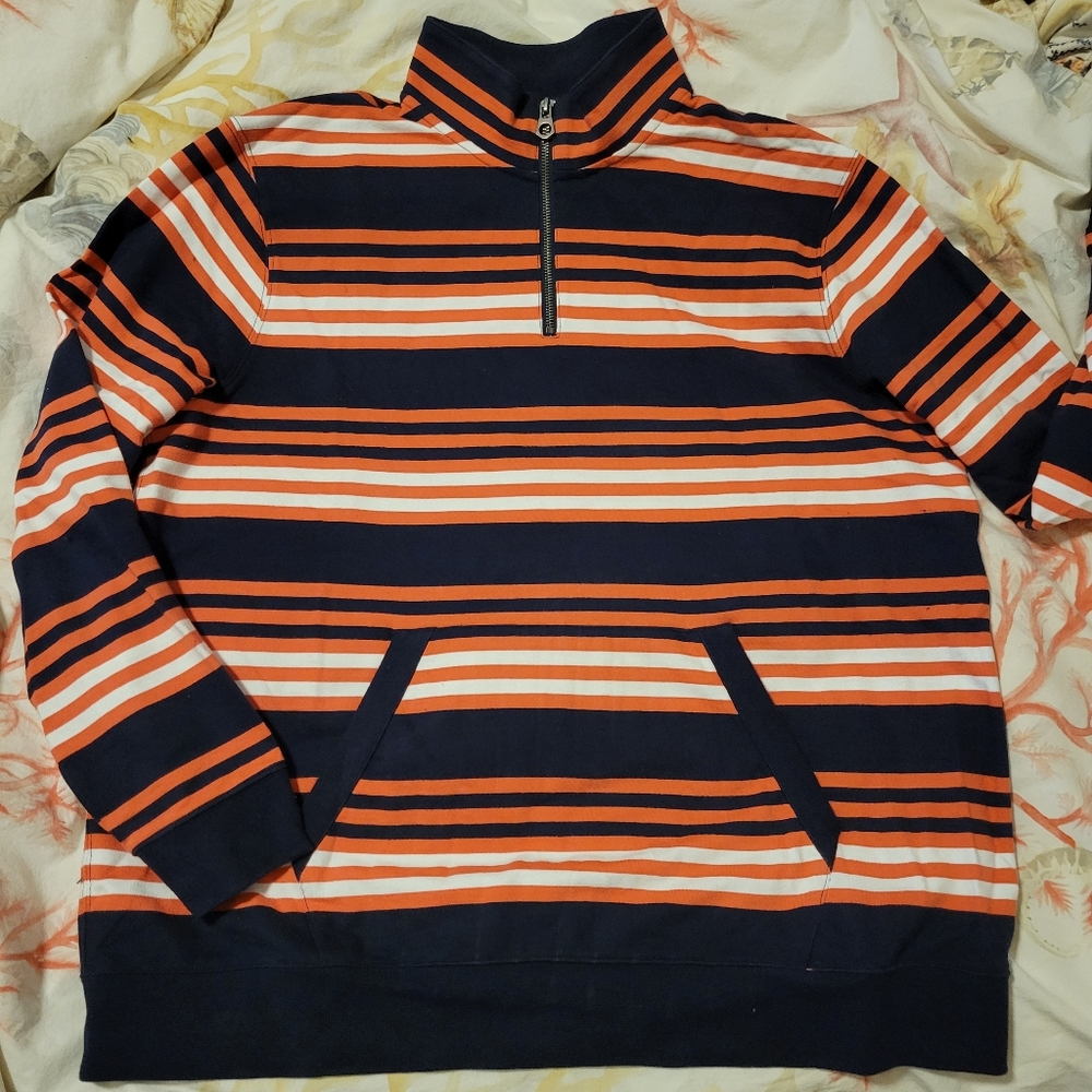 Merona Men's XL Quarter-Zip Shirt 100% Cotton Orange & Blue ~ Unisex FINAL PRICE - Picture 5 of 9
